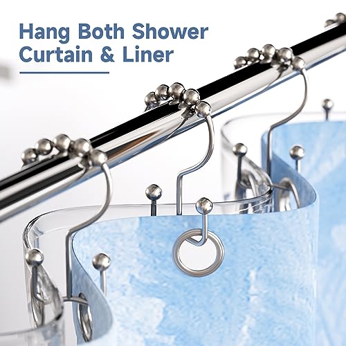 Titanker Shower Curtain Hooks Rings Rust Resistant Metal Double Glide Set of 12 Nickel