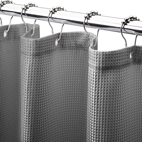 AmazerBath Grey Shower Curtain Waffle