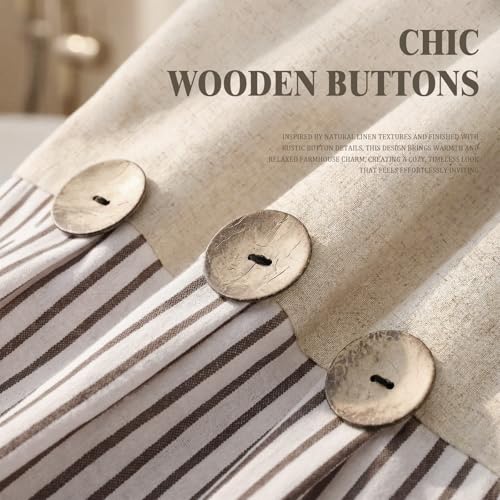 Farmhouse Shower Curtain Linen Beige view 4