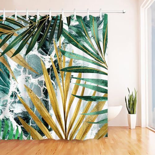 RnnJoile Tropical Shower Curtain Green view 4