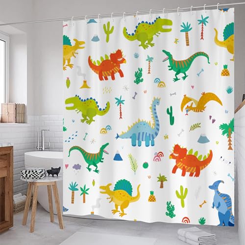 DDS-DUDES Dinosaur Bathroom Shower Curtain view 2
