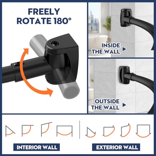 Black Curved Shower Curtain Rod view 5