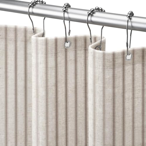 Farmhouse Striped Shower Curtain Taupe