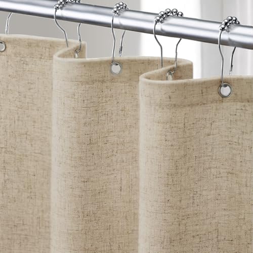 Linen Shower Curtain Flax Tan