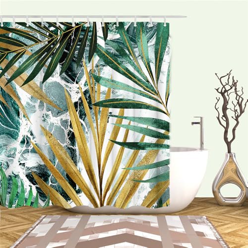 RnnJoile Tropical Shower Curtain Green view 5