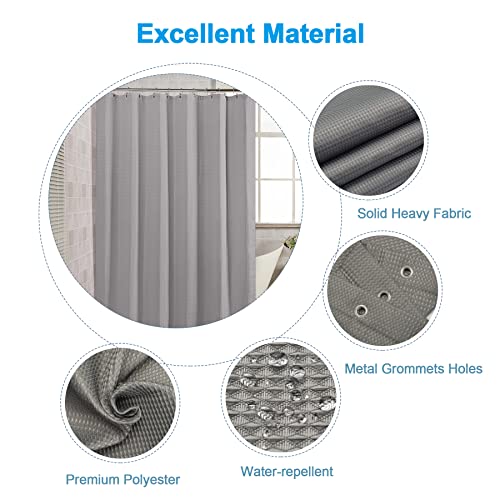 AmazerBath Grey Shower Curtain Waffle view 2