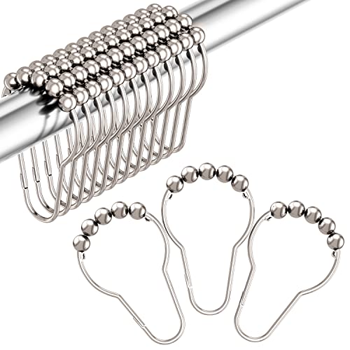 Amazer Shower Curtain Hooks Decorative Rust Proof Stainless Steel Set of 12 Polished Nickel