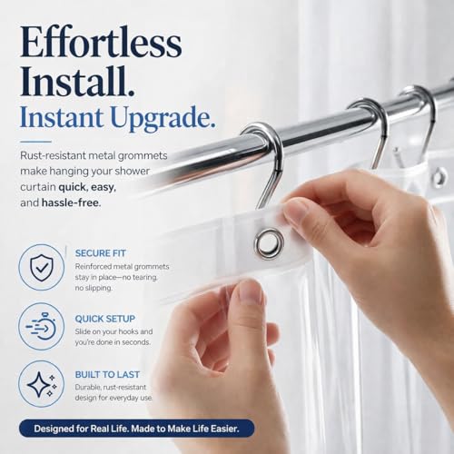 EHZNZIE Clear Shower Curtain Liner view 5