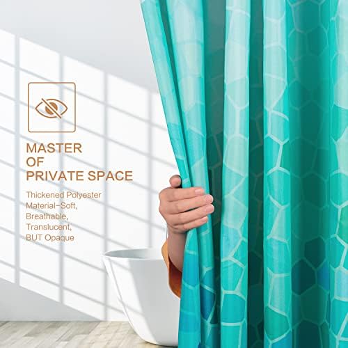 CutebriCase Ombre Blue Modern Geometric Shower Curtain Fabric Waterproof Machine Washable with 12 Hooks