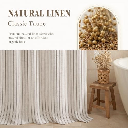 Farmhouse Striped Shower Curtain Taupe view 2