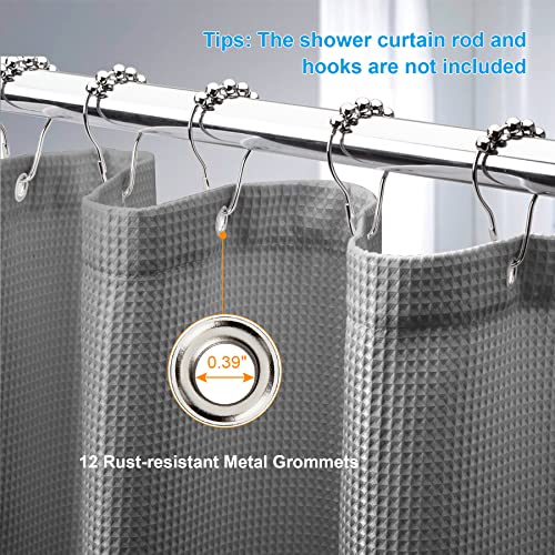 AmazerBath Grey Shower Curtain Waffle view 4