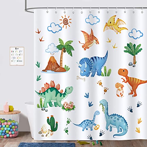 Bonhause Kids Dinosaur Shower Curtain view 2