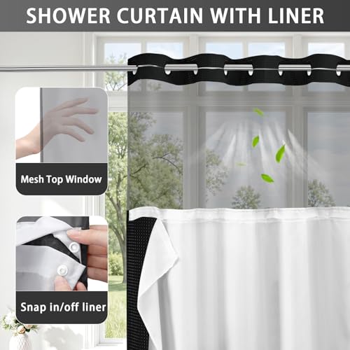 No Hook Shower Curtain with view 3