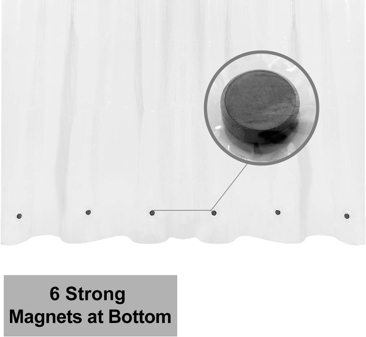 Barossa Design Shower Curtain Liner with 6 Magnets - Heavy Duty PEVA Plastic Shower Curtain for Bathroom, Waterproof Vinyl & See Through Bath Liner, Metal Grommets - Clear, 72x72