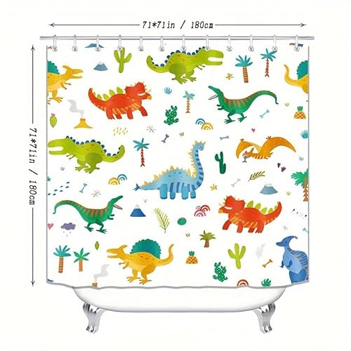 DDS-DUDES Dinosaur Bathroom Shower Curtain view 3