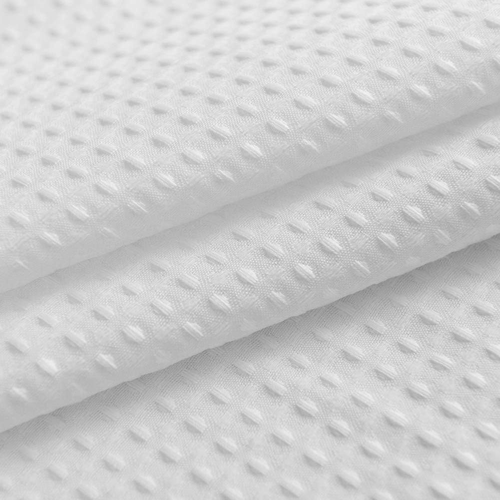 Barossa Design Waffle Weave Clawfoot Tub Shower Curtain 180 x 70 Inch Wrap Around - Heavy-Weighted Fabric to Stop Blowing, Washable, Water Repellent, with 36 Hooks Set, White, 180x70