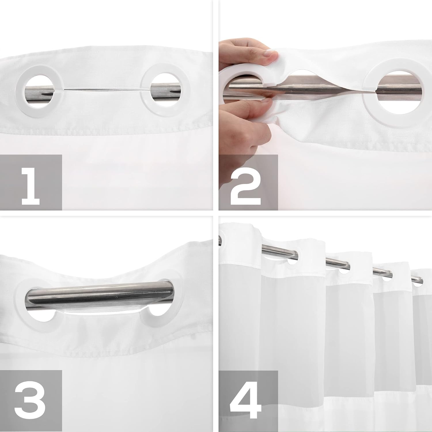 River Dream No Hook Slub Textured Shower Curtain with Snap-in PEVA Liner Set - 71