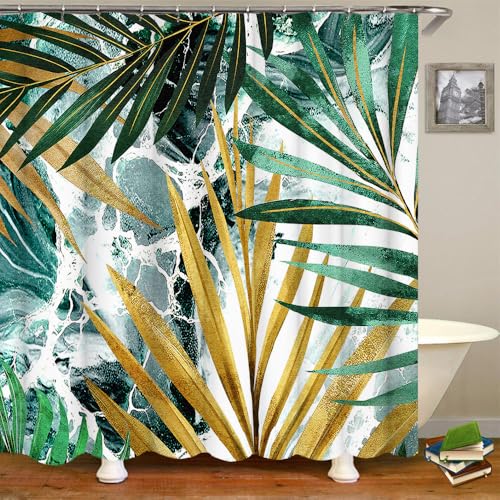 RnnJoile Tropical Shower Curtain Green view 2