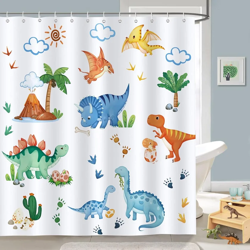 Bonhause Kids Dinosaur Shower Curtain