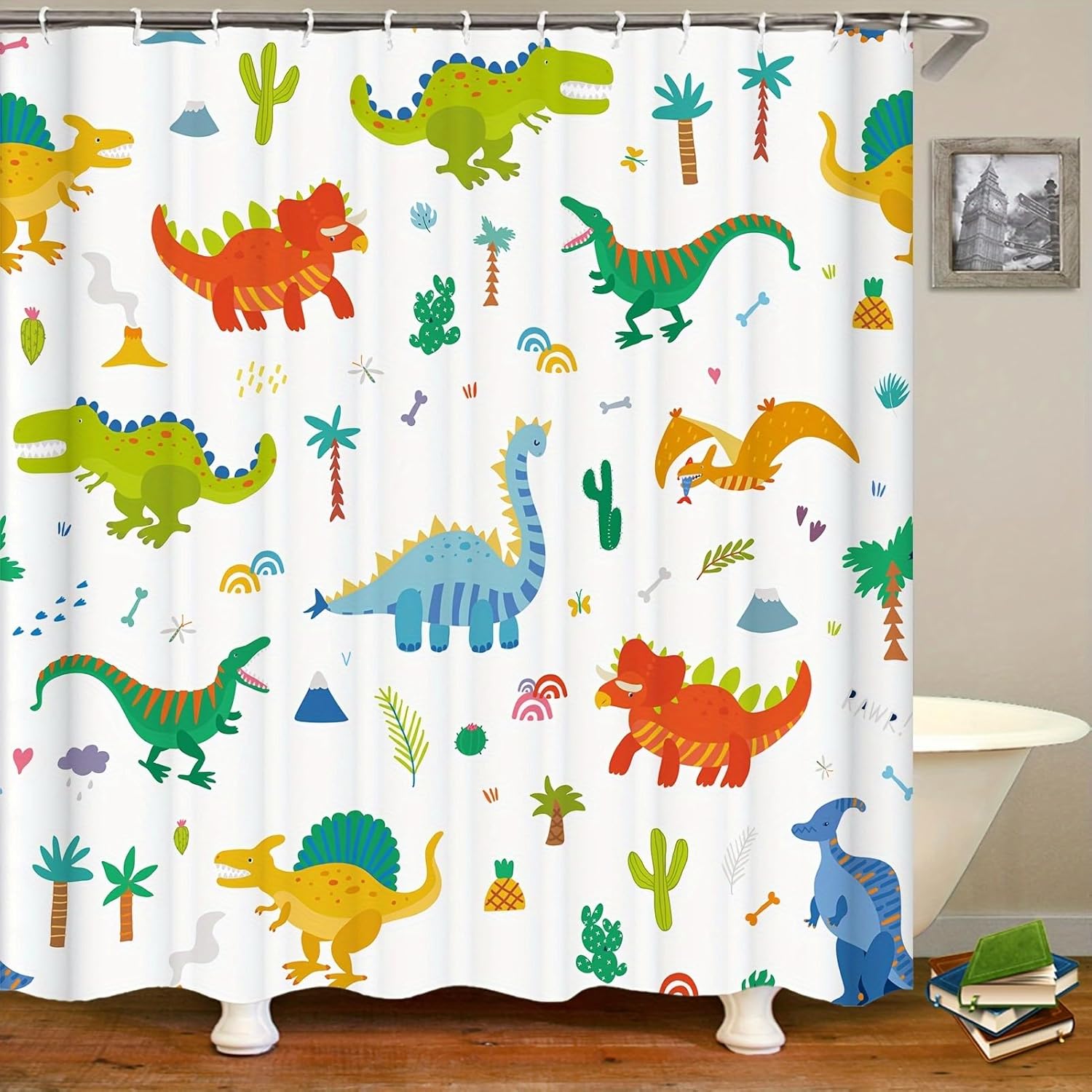 DDS-DUDES Dinosaur Shower Curtain for Kids