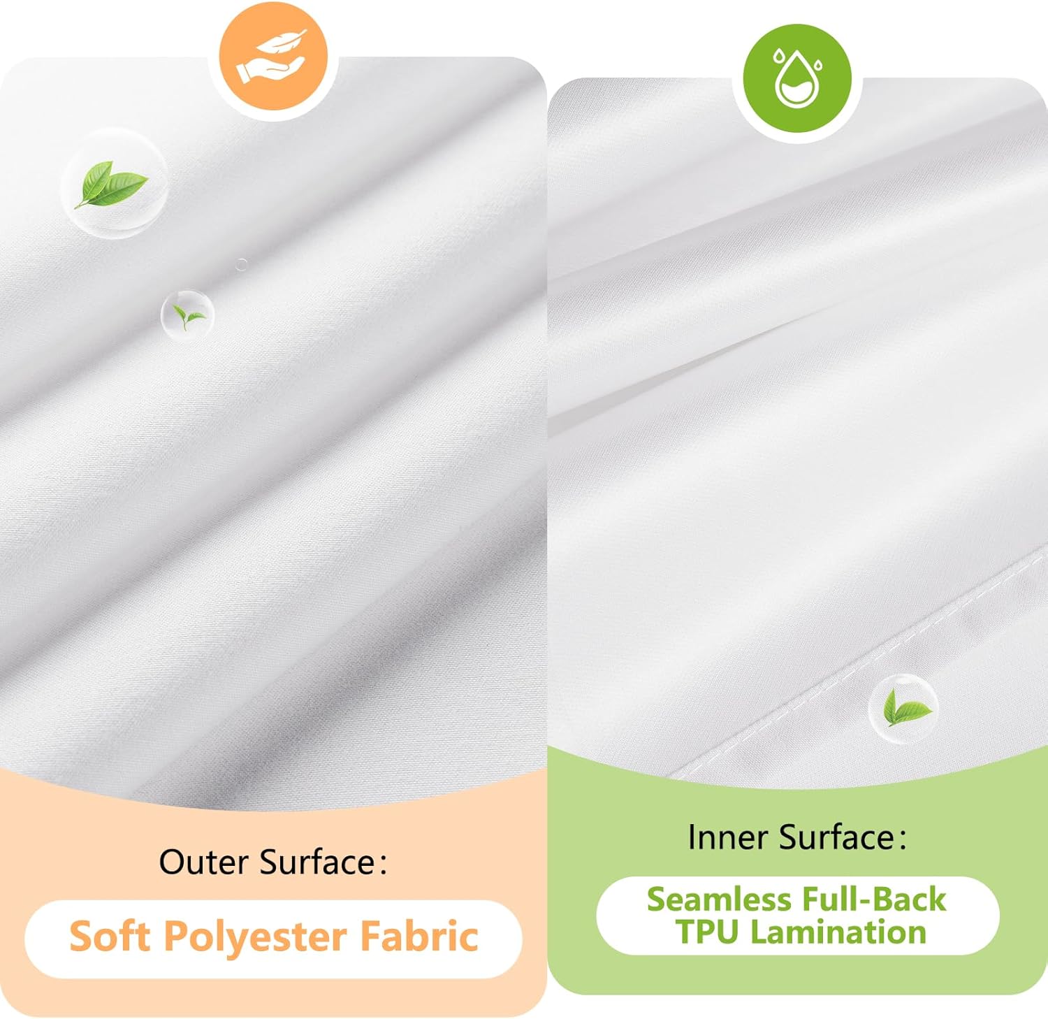 Seenus Waterproof Soft Microfiber Shower Curtain TPU Backed Lightweight, White Washable Fabric Shower Curtain Liner with 2 Large Magnets, 72 x 72 Inch Hotel Quality 2in1 Cloth Bathroom Shower Curtain