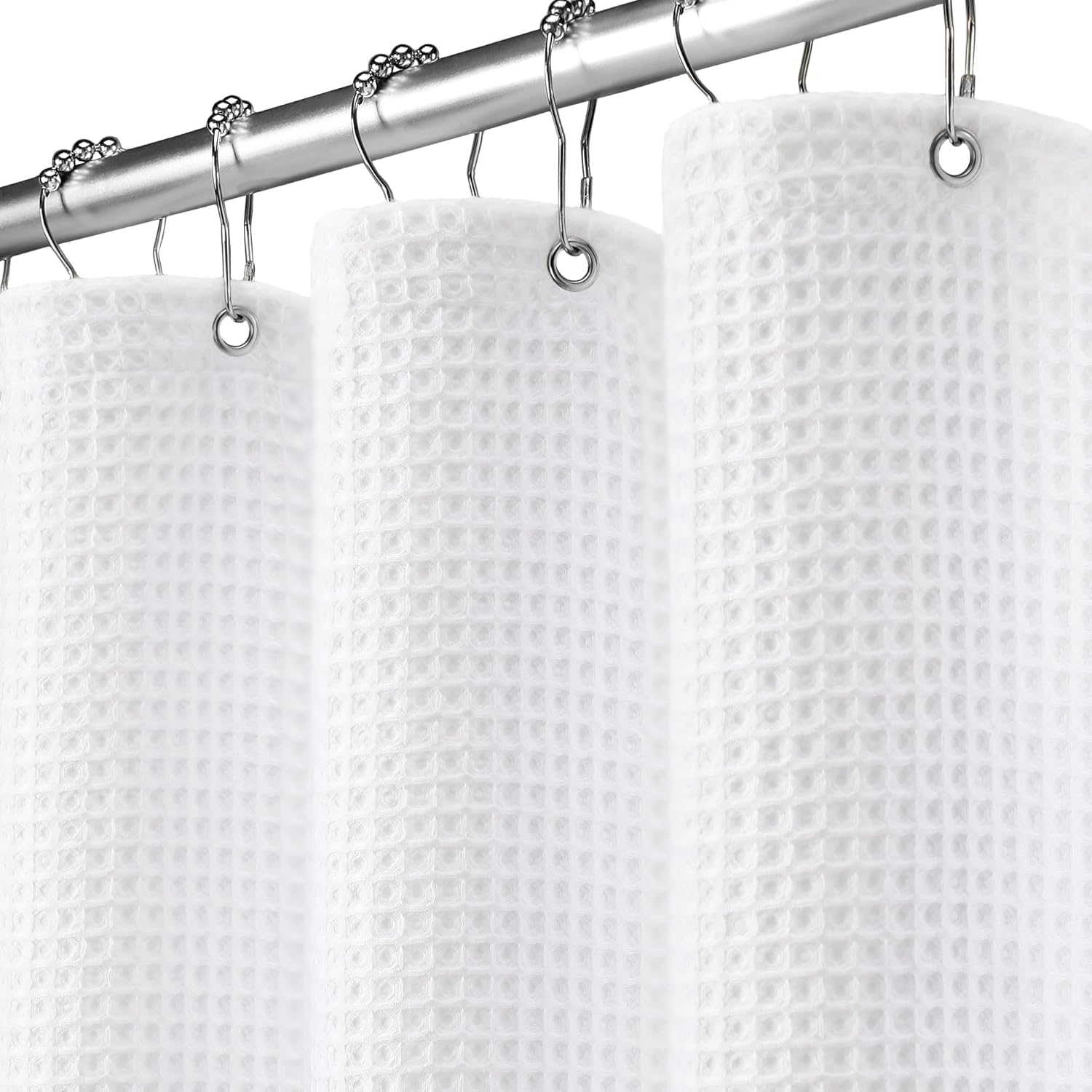 Waffle Weave Shower Curtain White Cotton Texture 72x72