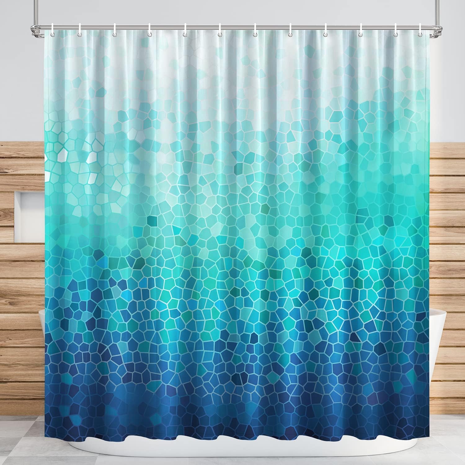 CutebriCase Ombre Blue Geometric Shower Curtain