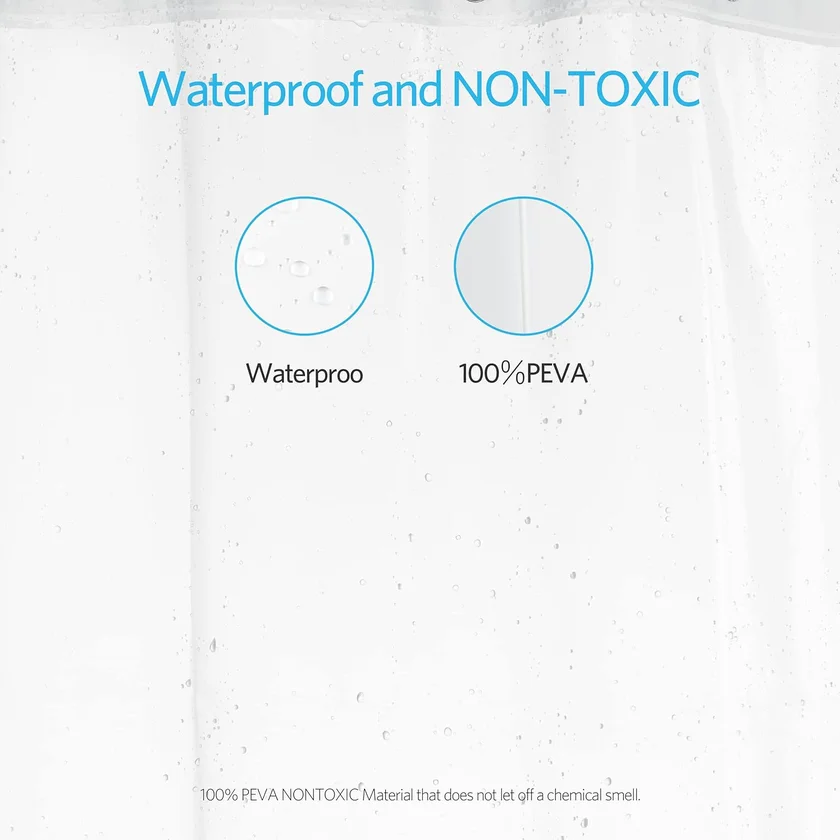 EHZNZIE Clear Shower Curtain Liner Light Weight PEVA, Shower Liner 72x72 Inches, Waterproof, No Chemical Smell with 12 Rust Proof Metal Grommets Holes for Bathroom Shower Curtain : Home & Kitchen