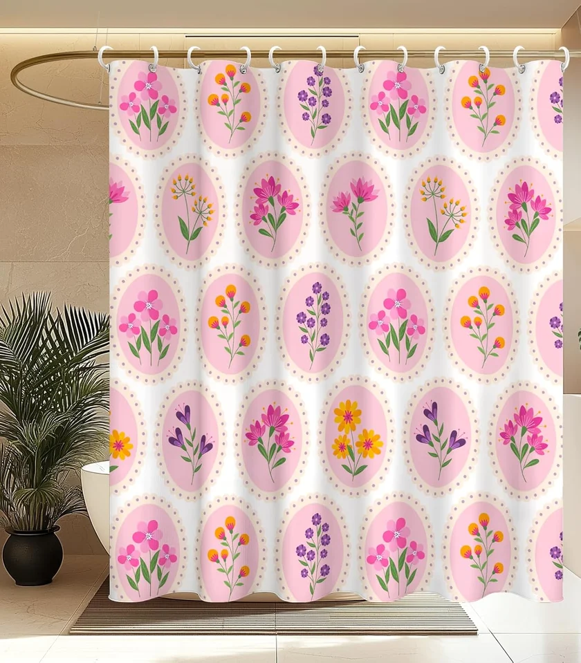 MAMUSE Circle Flower Decorative Shower Curtain