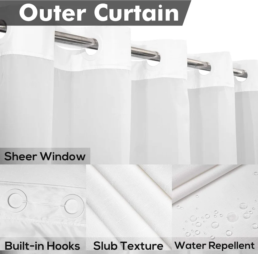 River Dream No Hook Shower Curtain with PEVA Liner - view 4