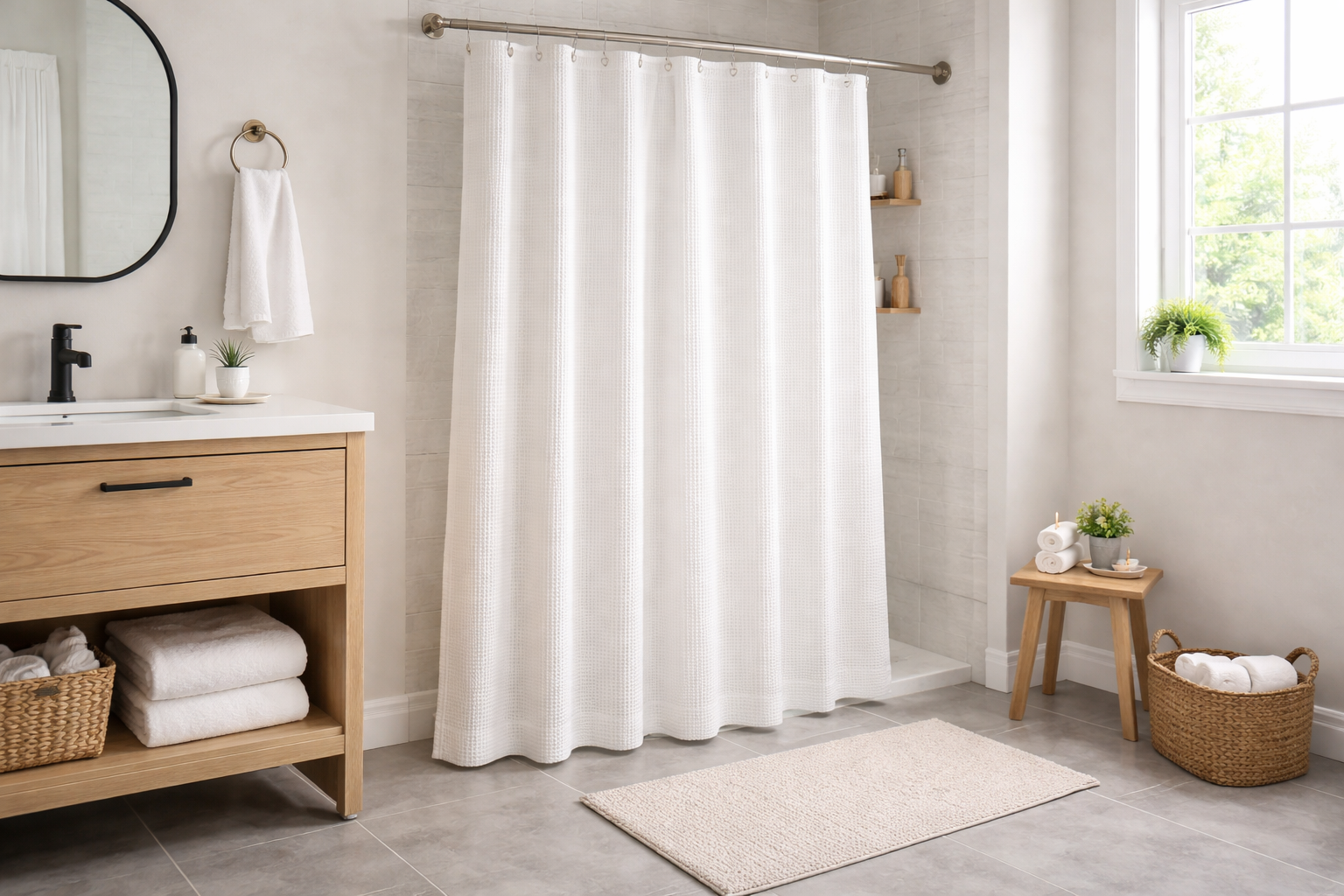 Best waffle weave shower curtains for a spa-like bathroom